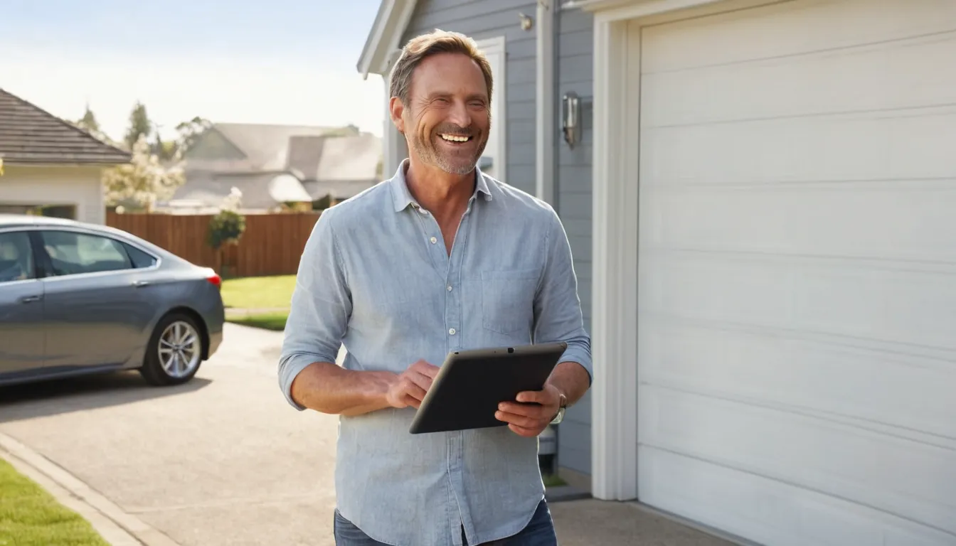 A homeowner talking through a garage door problem with a local provider